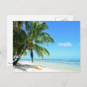Kayak jaune sur la carte postale de plage de sable (Devant / Derrière)