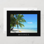 Kayak jaune sur la plage de sable blanc carte noir (Devant / Derrière)