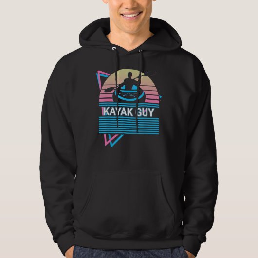 Kayak Kayaking Retro Kayak Guy Hoodie (Voorkant)