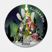 Kayak kerstboom Aurora Borealis Metalen Ornament (Voorkant)