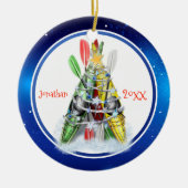 Kayak kerstboom gepersonaliseerd keramisch ornament (Voorkant)