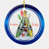 Kayak kerstboom gepersonaliseerd keramisch ornament (Achterkant)