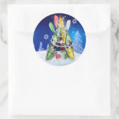 Kayak kerstboom ronde sticker (Tas)