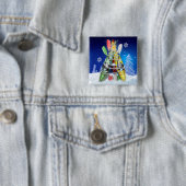 Kayak kerstboom vierkante button 5,1 cm (In situ)