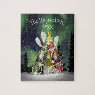 Kayak Kerstmis - Familienaam Aurora Borealis Legpuzzel