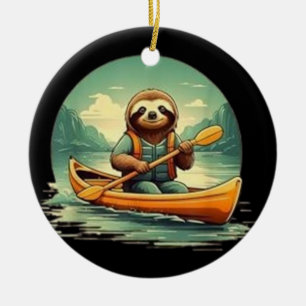 Kayak Luiaard Kano Liefhebber Grappige Dieren Vint Keramisch Ornament