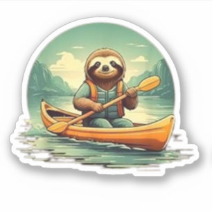 Kayak Luiaard Kano Liefhebber Grappige Dieren Vint Sticker