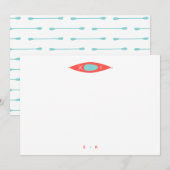 Kayak Modern Aqua Blauwe Persoonlijke Briefpapier Notitiekaartje (Voorkant / Achterkant)