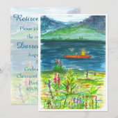 Kayak Mountain Lake Uitnodiging voor het Retiremen (Voorkant / Achterkant)