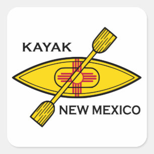 Kayak New Mexico Flag Vierkante Sticker