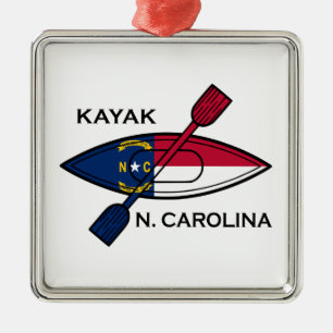 Kayak North Carolina Flag Metalen Ornament