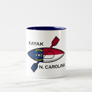 Kayak North Carolina Flag Tweekleurige Koffiemok