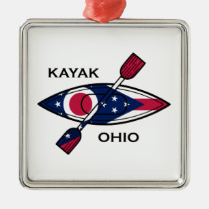 Kayak Ohio Flag Metalen Ornament