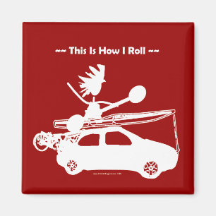 Kayak On Car - Zo ga ik rollen! Magneet