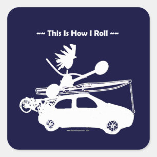 Kayak On Car - Zo ga ik rollen! Vierkante Sticker