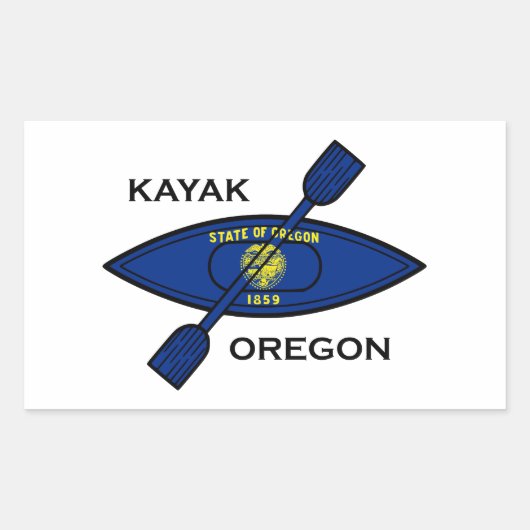 Kayak Oregon Flag Rechthoekige Sticker (Voorkant)