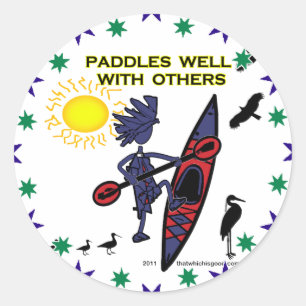 Kayak Paddles goed met anderen II Ronde Sticker