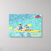 Kayak River Scene in Pointillism, gewatteerd Canva Canvas Afdruk (Voorkant)