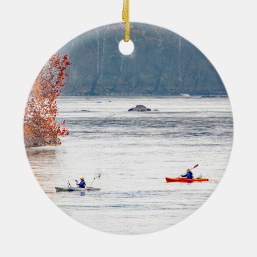 Kayak Vissen Keramisch Ornament (Achterkant)