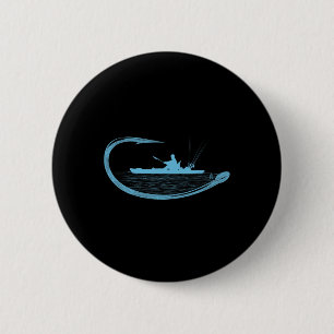 Kayak visser Vishaak Grafisch Kayaker Vissen Ronde Button 5,7 Cm