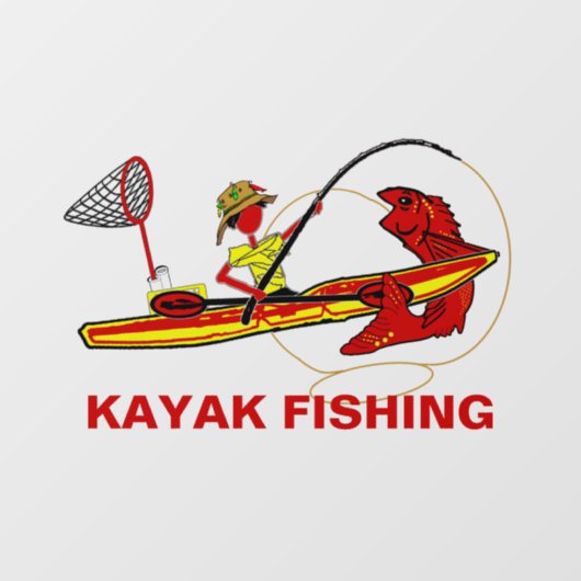 Kayak Vist in Reds Yellow Raamsticker (Vel)