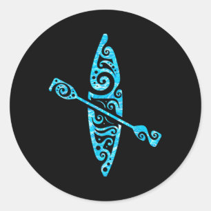 Kayaker Kanoën Peddelen Boot Liefhebber Kayak Wate Ronde Sticker