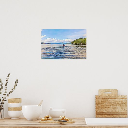 Kayaker on Serene Lake Poster (Cuisine)