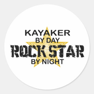 Kayaker Rock Star van Night Ronde Sticker