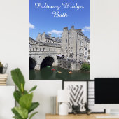 Kayakers op Pulteney Bridge, Bath, Groot-Brittanni Poster (Thuiskantoor)