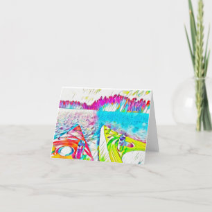 Kayakers Petit, 4 po x 5,6 po plié Carte de remerc