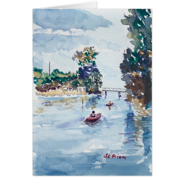 Kayakers sur la peinture d'aquarelle de Weeki (Devant)