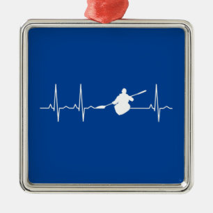 Kayaking Heartbeat Metalen Ornament