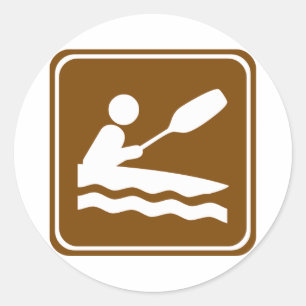 Kayaking Highway Sign Ronde Sticker