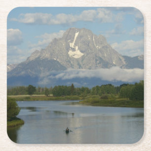 Kayaking in Grand Teton National Park Vierkante Kartonnen Onderzetter