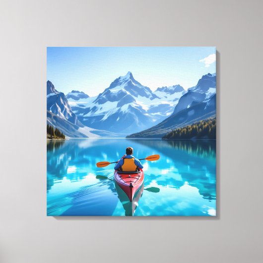 Kayaking in Mountains Beautiful Nature Canvas Afdruk (Voorkant)