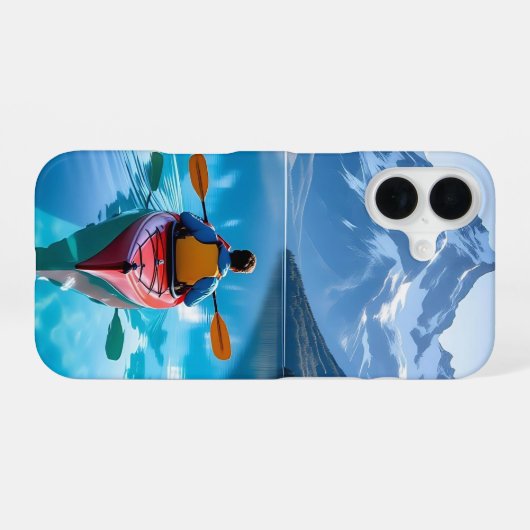 Kayaking in Mountains Personalized iPhone 16 Hoesje (Achterkant horizontaal)