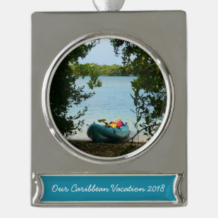 Kayaking in St. Thomas US Maagdeneilanden Verzilverd Banner Ornament