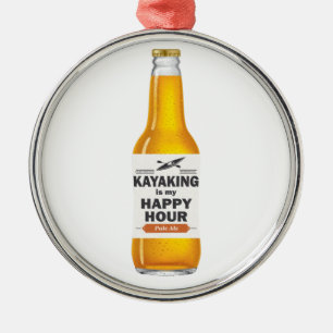 Kayaking is mijn gelukkige uur metalen ornament