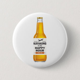 Kayaking is mijn gelukkige uur ronde button 5,7 cm