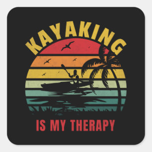 Kayaking is mijn therapie in de openlucht vierkante sticker