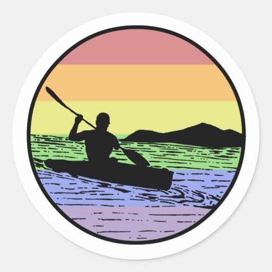 Kayaking Ronde Sticker (Voorkant)
