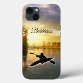 Kayaking sunset Kayaker silhouette Personalize Cas Case-Mate iPhone Case (Achterkant)