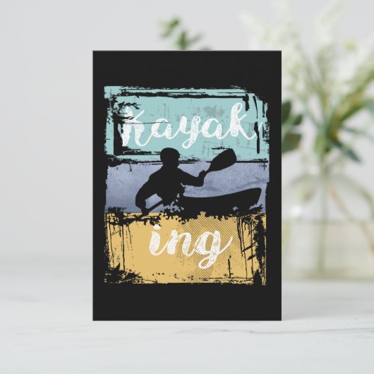 Kayaking T-shirt - Retro Kayak RSVP Kaartje (Staand voorkant)