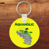 Kayaking Whitewater Silhouette Sleutelhanger (Voorkant)