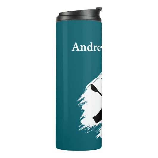 Kayaking - with Kayaker silhouette - Personalize Thermosbeker (Gedraaid links)