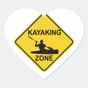 Kayaking Zone Road Sign Hart Sticker