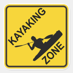 Kayaking Zone Road Sign Vierkante Sticker