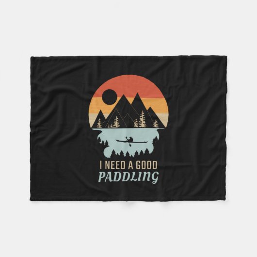 Kayakken Bergen Retro Fleece Deken (Voorkant (Horizontaal))