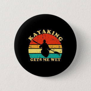 Kayakken maakt me nat Retro Vintage Kayaker Bootva Ronde Button 5,7 Cm