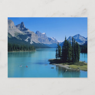 Kayakken op Maligne Lake bij Spirit Island Briefkaart